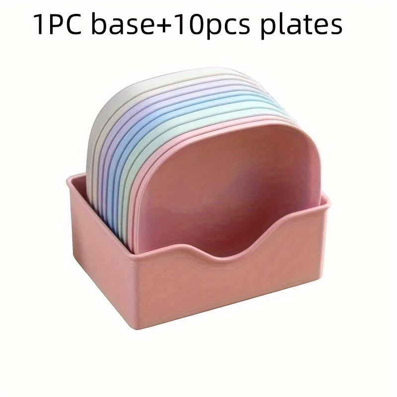 10 Plates + 1 Plate Storage Box Set Dining Table Garbage Plate/Spit Bone Plate/Household Bone Plate/Bone Plate/Creative Plastic Small Plate