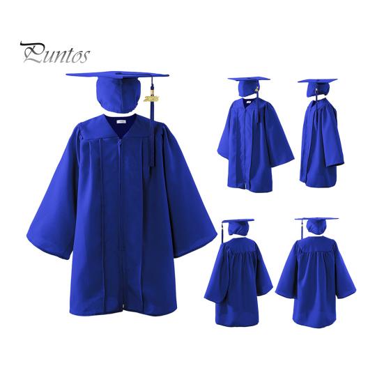 Children Kindergarten Graduation Uniform with Hat And Tassel V Neck Knee Length Long Sleeve Zipper Closure Elementary Graduation Robe Kids Graduation