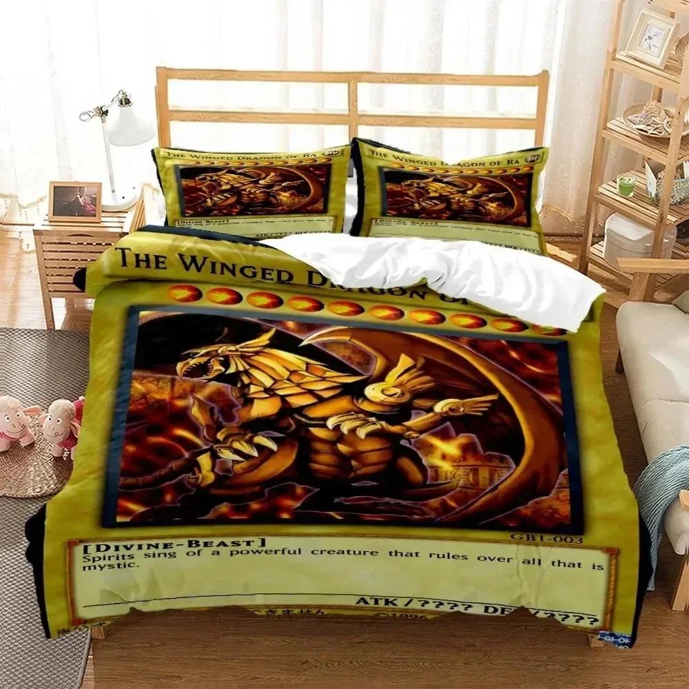 Anime Yu-Gi-Oh Game Card Bedding Set Duvet Cover Sheet Printed Bed Set Pillowcase Bed Full Queen King Size Comforter Bedroom