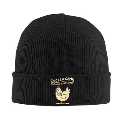 Funny Chicken Game Don‘t Look At The Chicken Funny Chicken Knit Hat Custom Beanie Hats Head Wrap Bonnet Hats Autumn Winter Caps