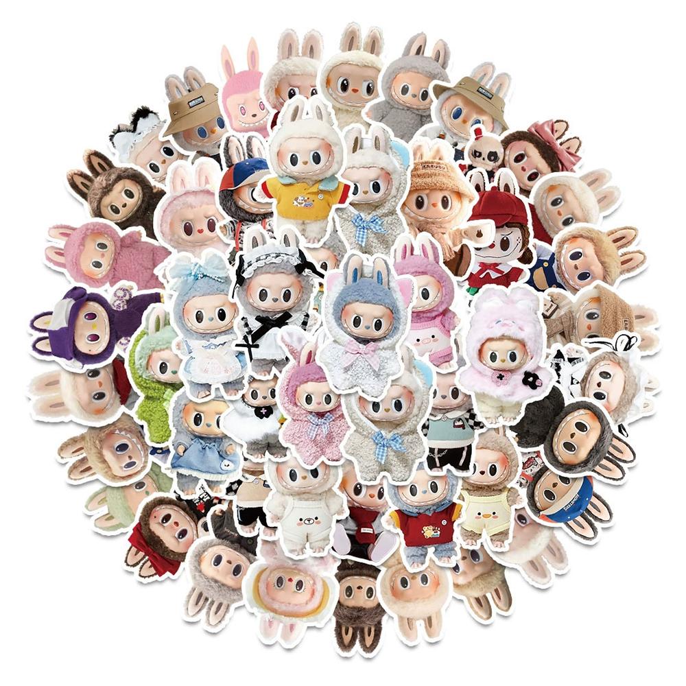 10/50pcs Cute Cartoon Labubu Doll Stickers Waterproof DIY Flower Plant Sticker Pack for Watercup Laptop Scrapbook Notebook Diary Stickers