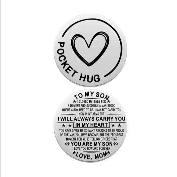 Pock Hug Leather Pocket Token & Stainless Steel Decision Coin Valentine's Day Gift for Lover