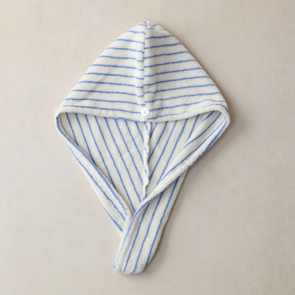 Azure Holiday Striped Hair Towel Combed Cotton Luxury Hair Dry Towels Hot Hair Wrap Drying Tool