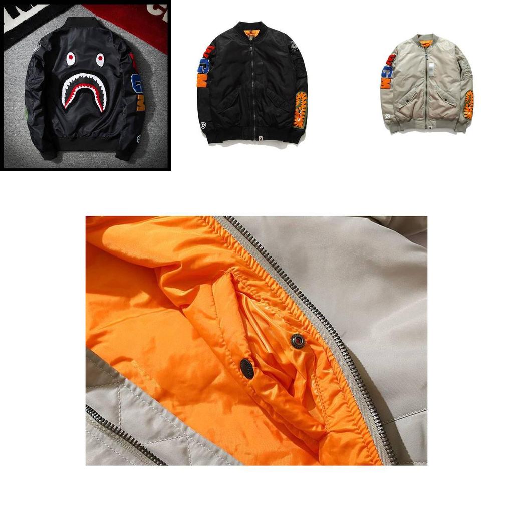 Shark Pilot Jacke für Herren Bestickt Camouflage Streetwear Warmer Mantel für den täglichen Gebrauch