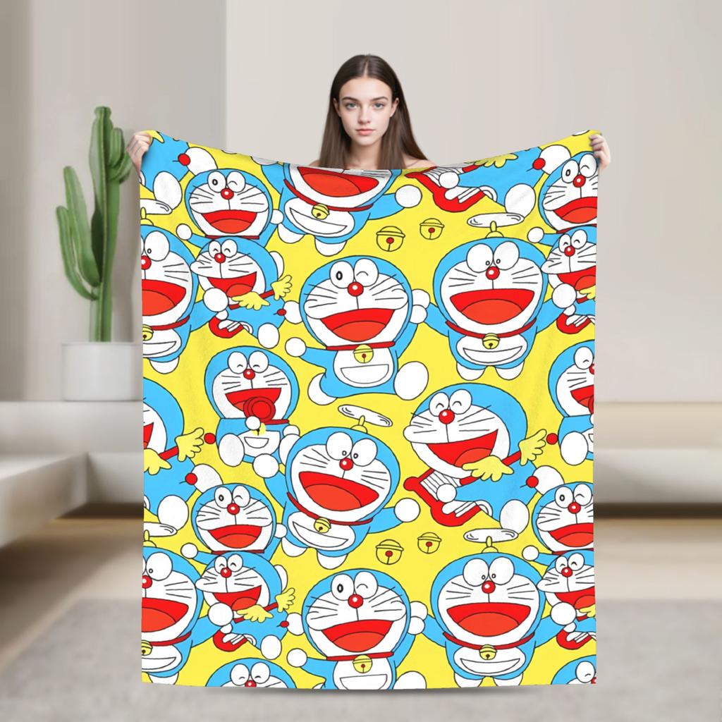 Doraemons Flannel Blanket  Soft Warm Throw Blanket for Home Decor Travel Funny Bedspread Sofa Bed Cover