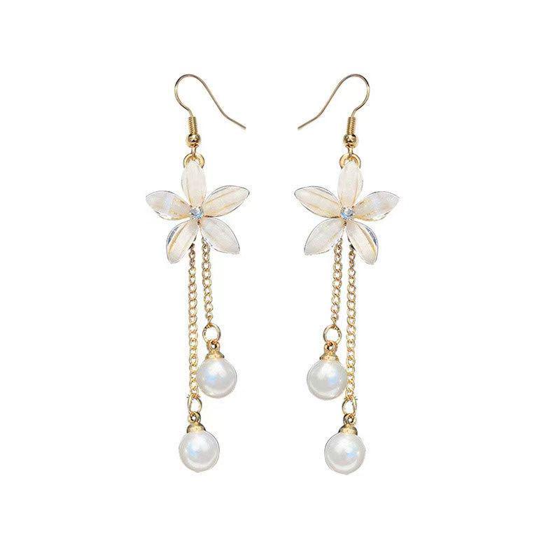 

Корейские серьги с кисточками из жемчуга - Элегантные длинные клипсы для женщин, не требующие прокола.