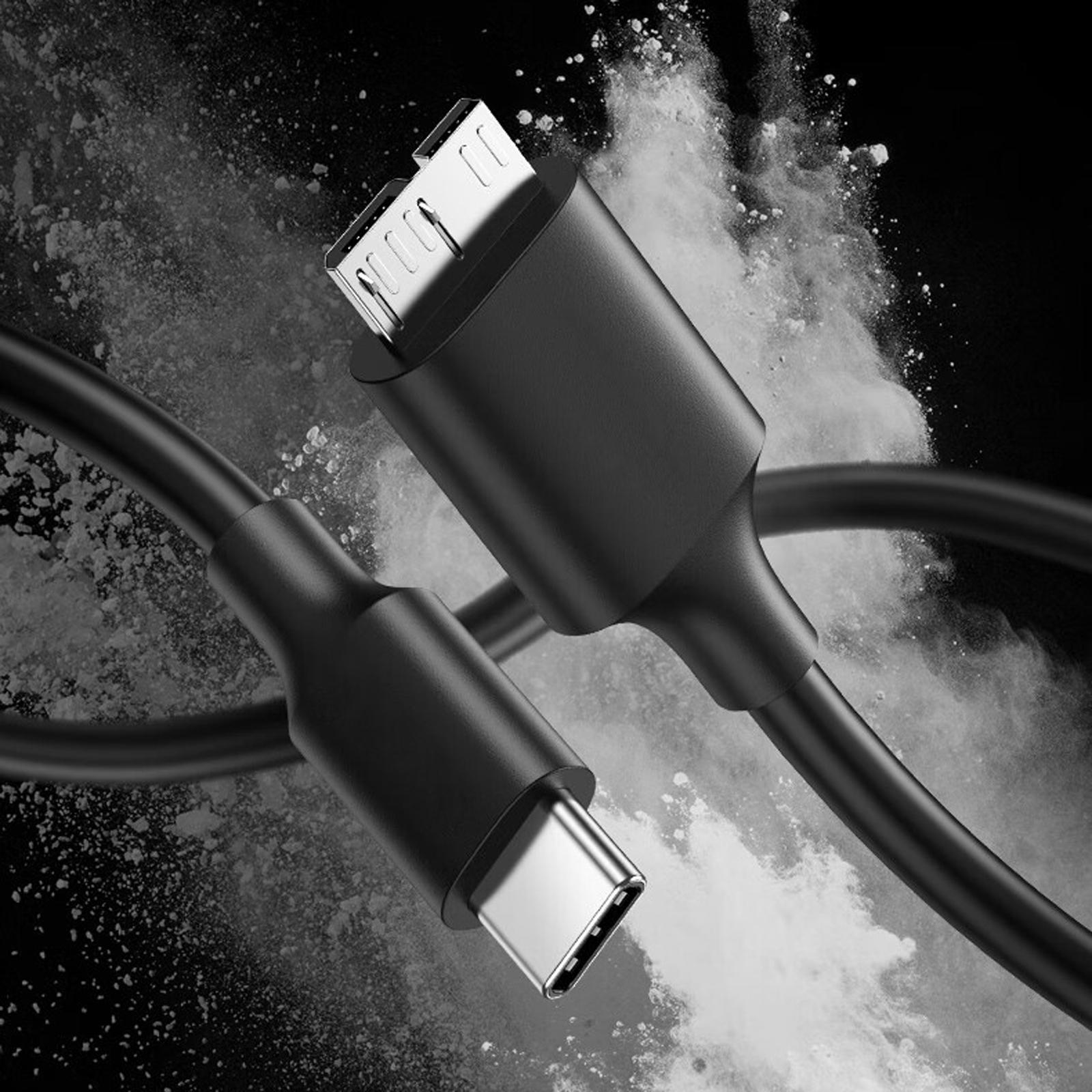 Type-C to Micro B USB 3 0 External Hard Drive Cable Compatible with Laptops Smartphones High Speed Data Transfer Durable Construction 0 3 Meter Length One Size