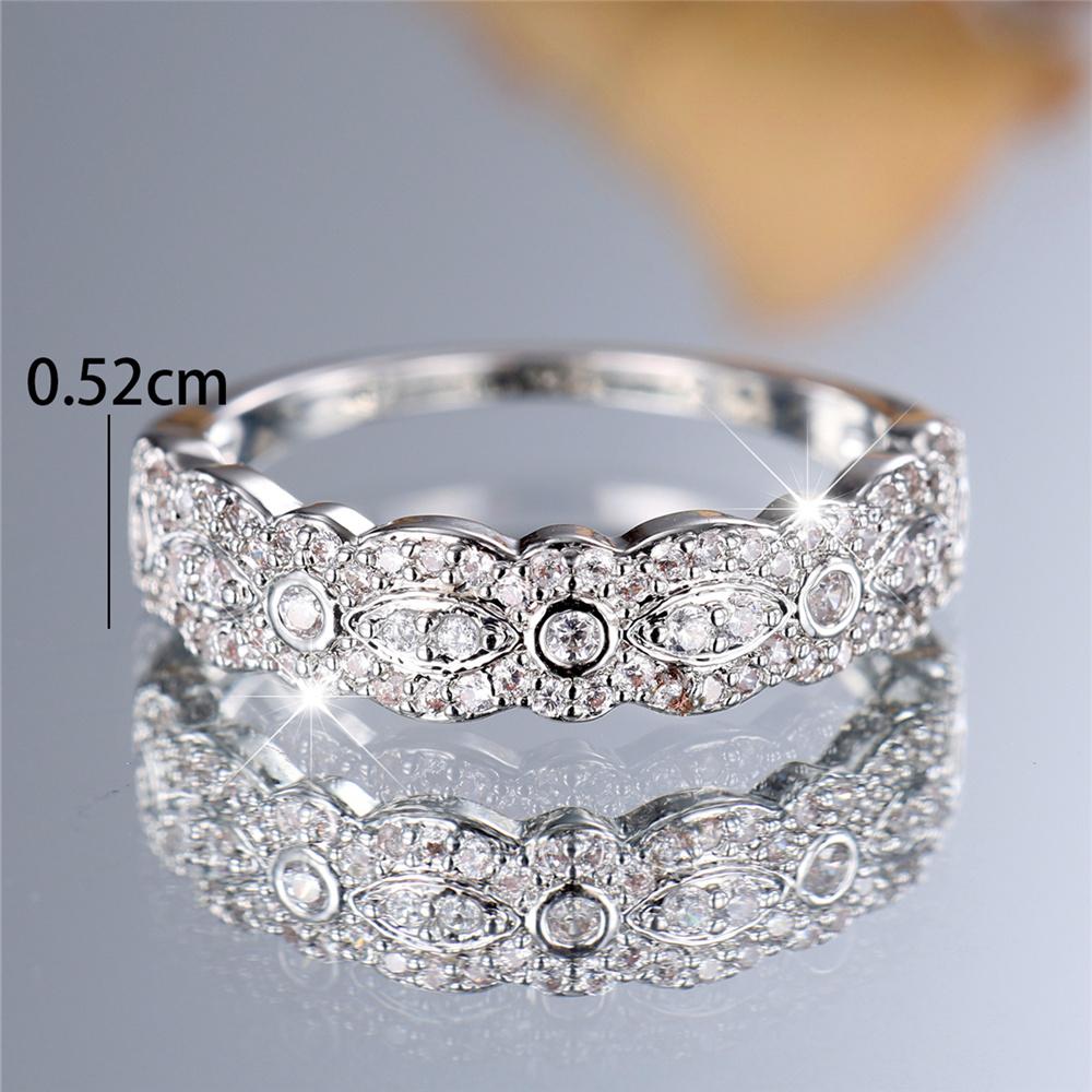 Cute Female Small White Zircon Stone Finger Ring Vintage Silver Color Wedding Band Bridal Jewelry For Women