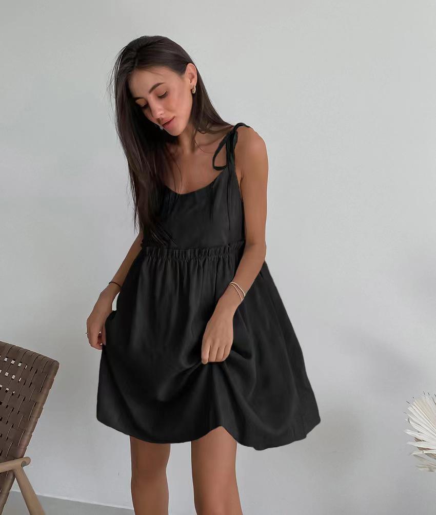 2025 Summer Cotton Linen Suspender Dress: Sexy, Loose, One-Piece for Europe & America