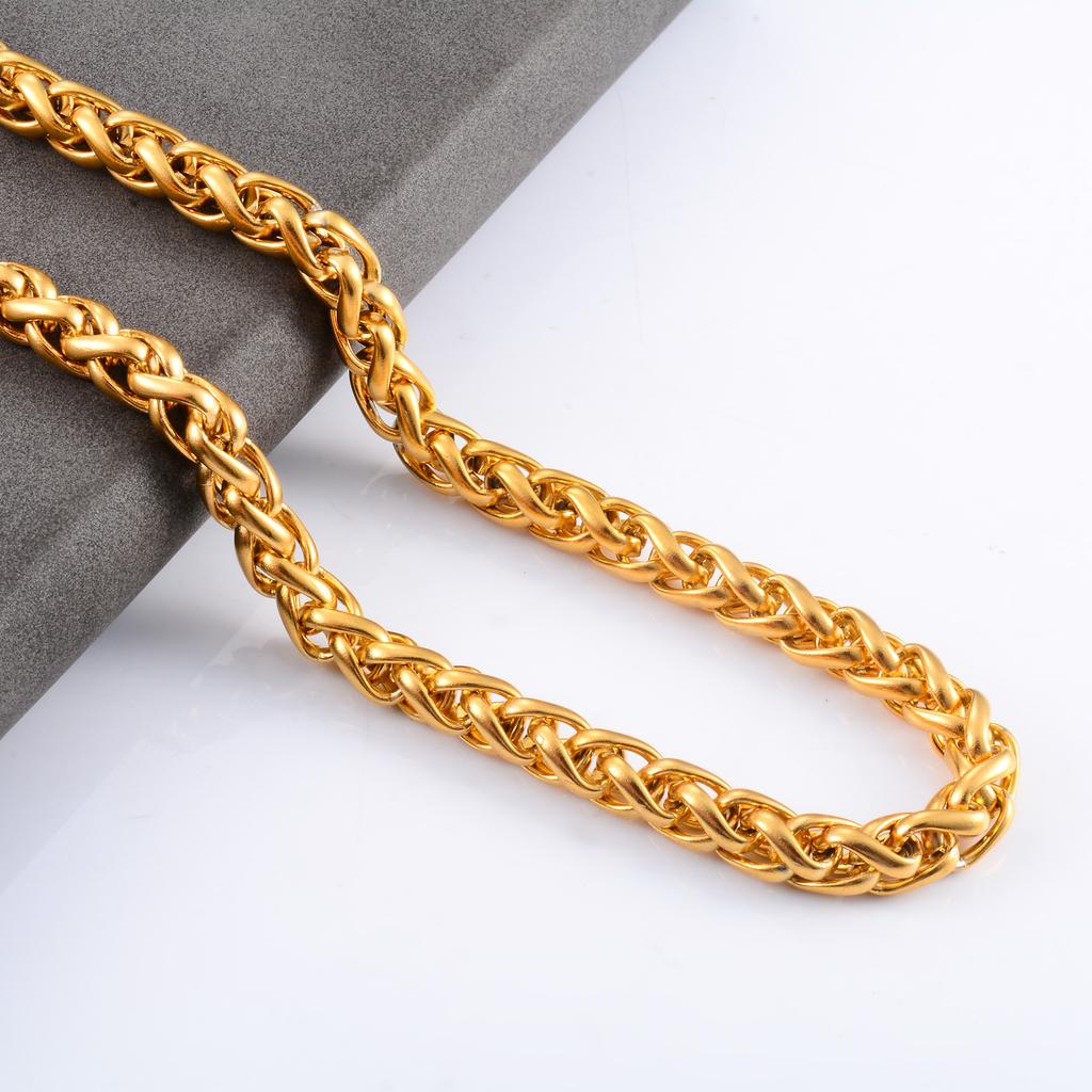 Stainless Steel Link Wheat Chain Long Necklace for Men Women Jewelry Accessories Gold Color Plated Choker on the Neck Collar DIY