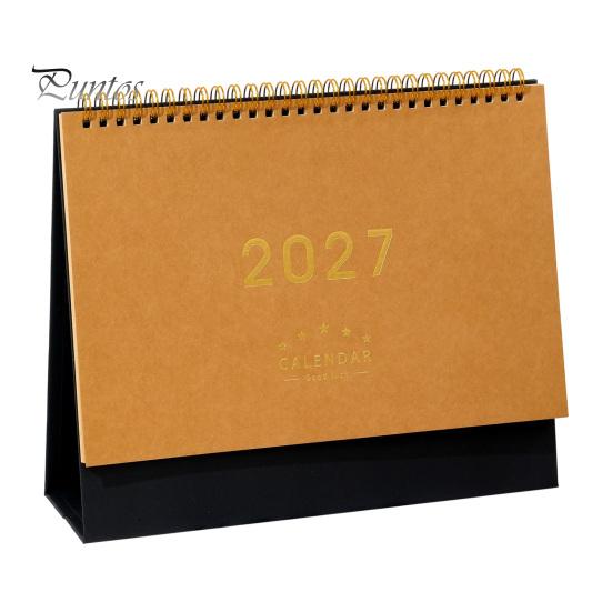 Academic Year Calendar 2027 Desk Calendar, Standing Flip Desktop Minimalist Gold Foil Cover Daily Agenda Monthly Planner, Thick Paper for Note Taking,