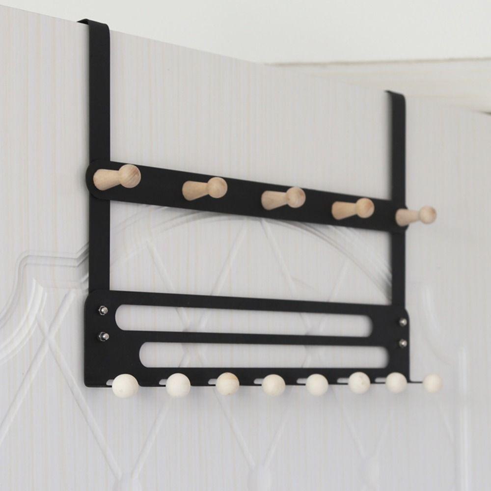 Fashion Metal Door Hook No Punching Double-layers Behind Door Hanger Robe Hook Dormitory Organization