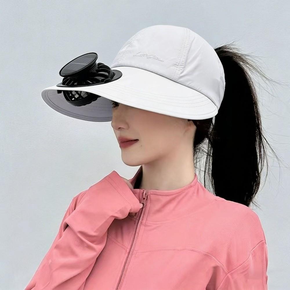 Solid Color Solar Fan Hat Breathable Sunshade Hat for 3.7V600mAh Sport