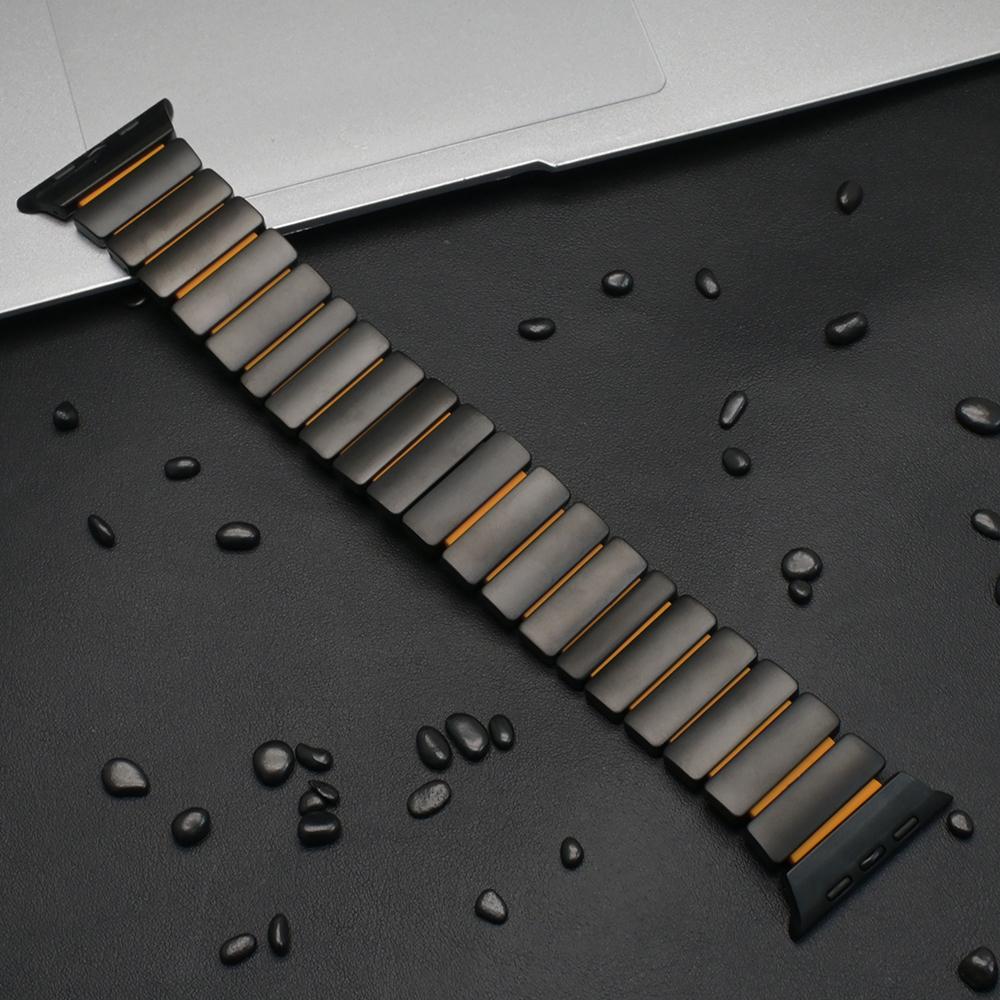 Metal Titanium Strap for Apple Watch Band Ultra 3 49mm Series 11 10 46mm Luxury Rubber Wristband For Iwatch 9 8 7 SE 3 45mm 44mm