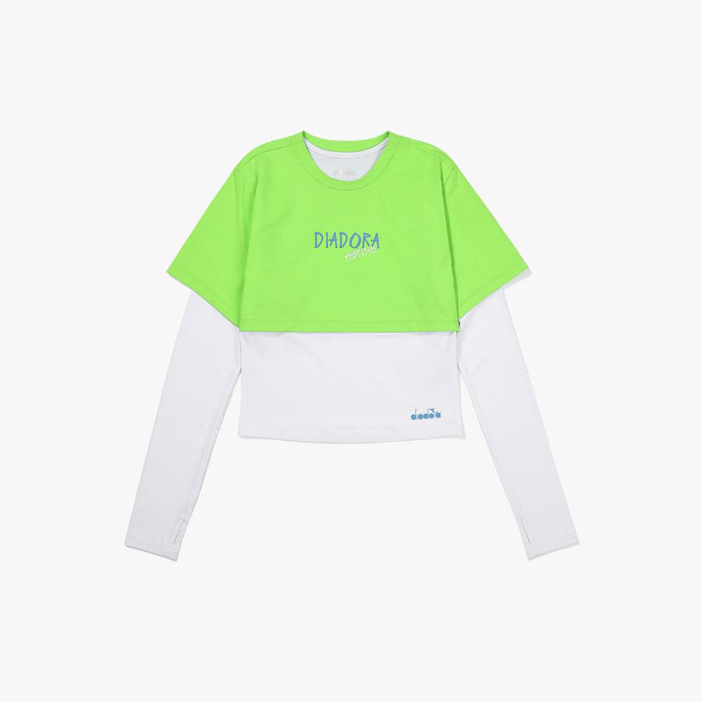 diadora Rock 'N' Run Crop Layered Long Sleeve Lime