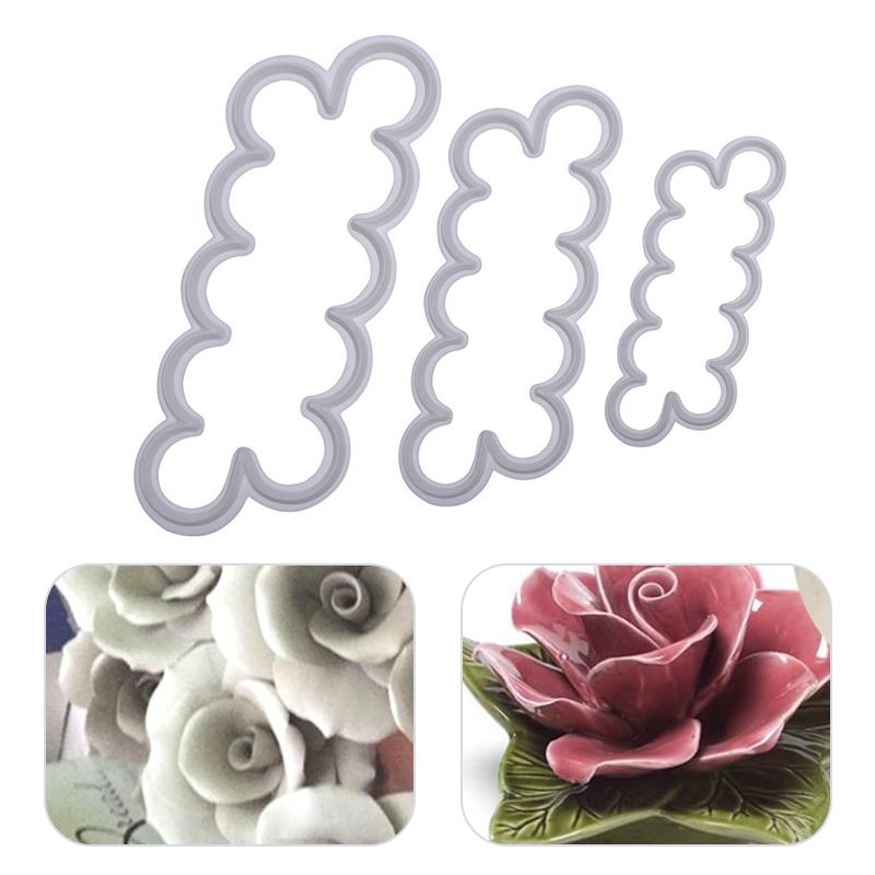 

3шт / набор гончарная форма 3D роза цветок глина инструмент печать форма глина ручная работа