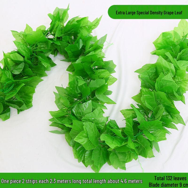 Rattan Green Leaf Garland for Indoor Stair Handrail and Ceiling Decoration