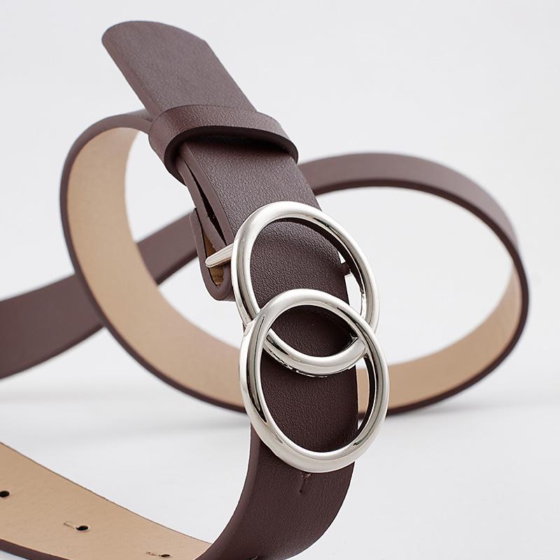 Silver Circle Round Buckle Belt For Women, Hipster Decorative Jeans Belt, Simple Casual Pants