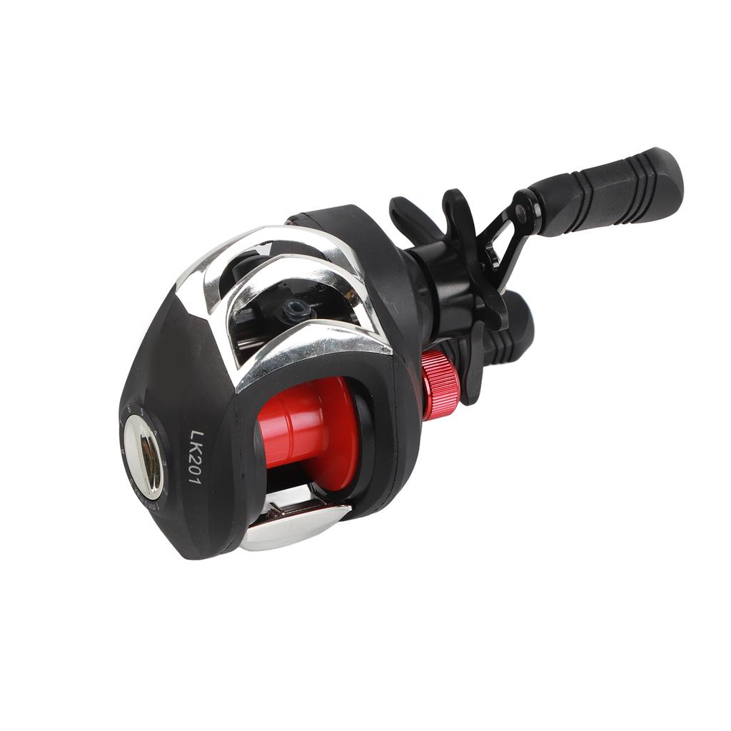 8KG Baitcasting Rolle Doppelt Abgedichtete Lager Angelrolle mit Magnetbremssystem Schwarz Rot LK201 Kunststoffspule