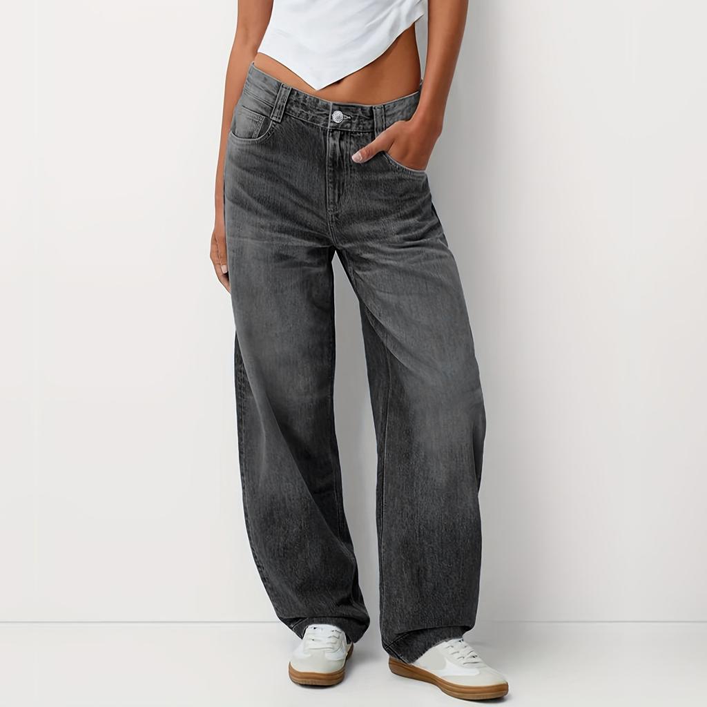 Jeans da Donna alla Moda con Tasche Colorate Casual Versatili a Gamba Dritta