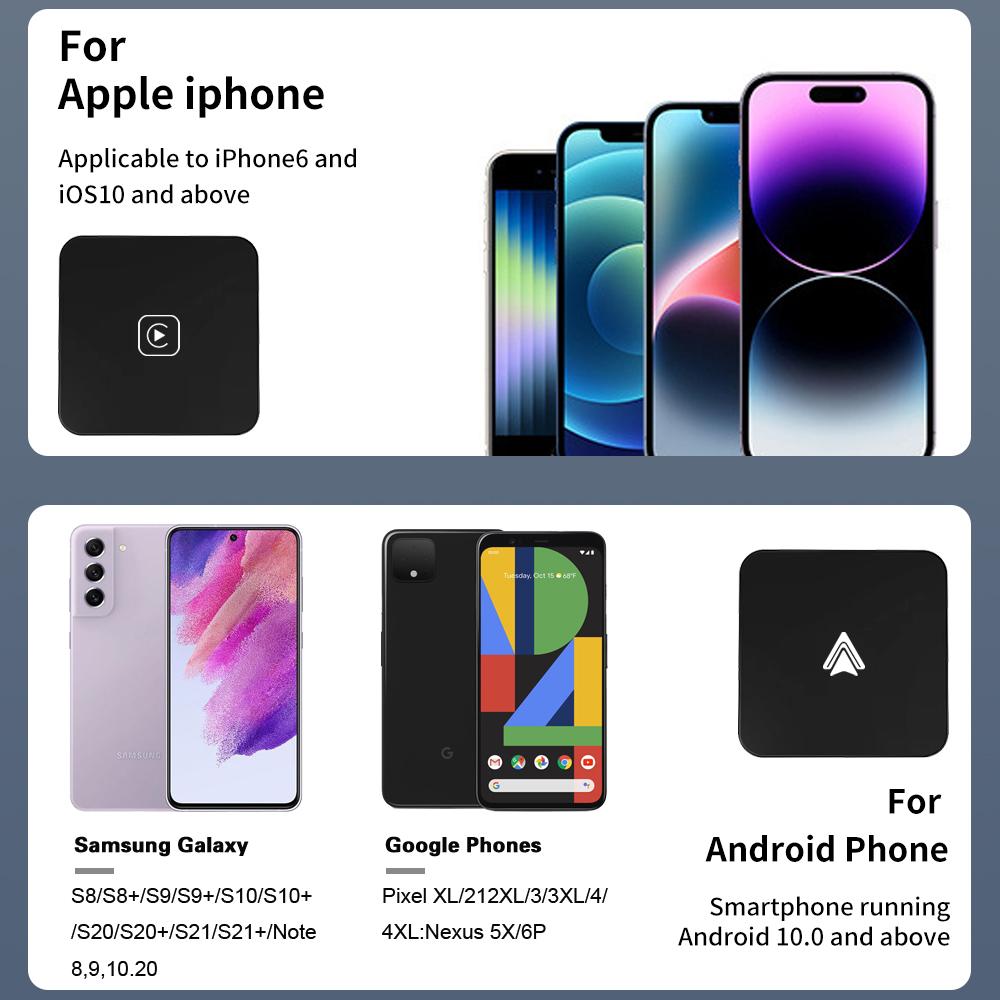 Acodo Wired To Wireless CarPlay Adapter Android Auto Smart Dongle Mini Box Plug And Play Bluetooth Connectivity USB Interface