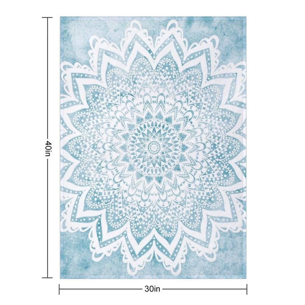 MANDALA SAVANAH HELLBLAU Überwurfdecke warm für den Winter Dünne Bettplaid Luxus Überwurfdecken