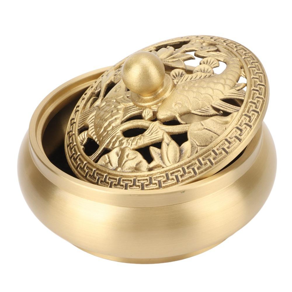 3pcs With Lid Incense Burner Holder Brass Brass Incense Burner  For Home Yoga Spa Decor