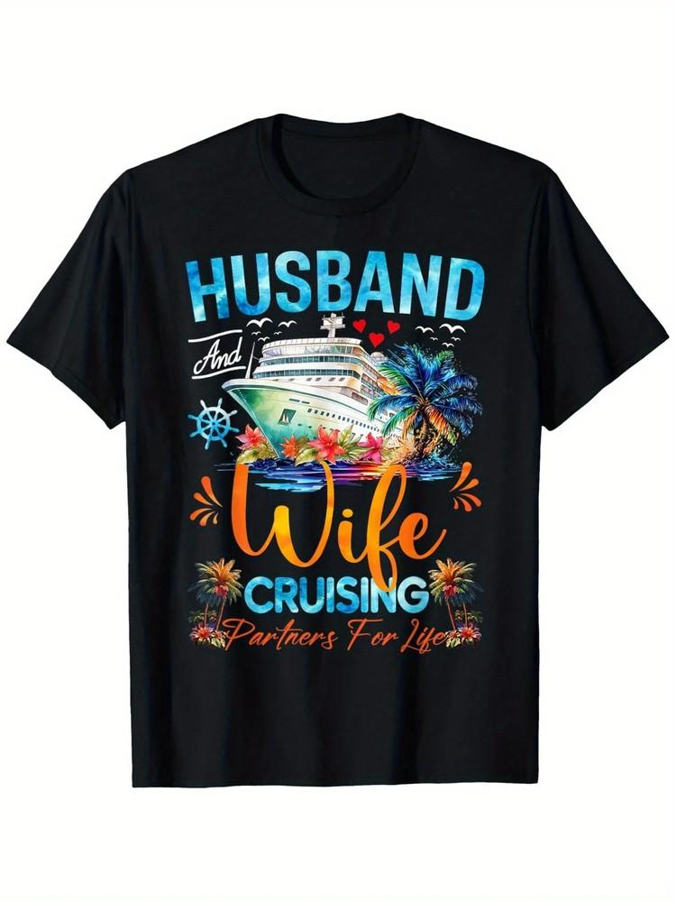 

Matching Couple Shirt Husband Wife Cruising 2025 Tee Cruise T-Shirt, Suitable fo 4XL