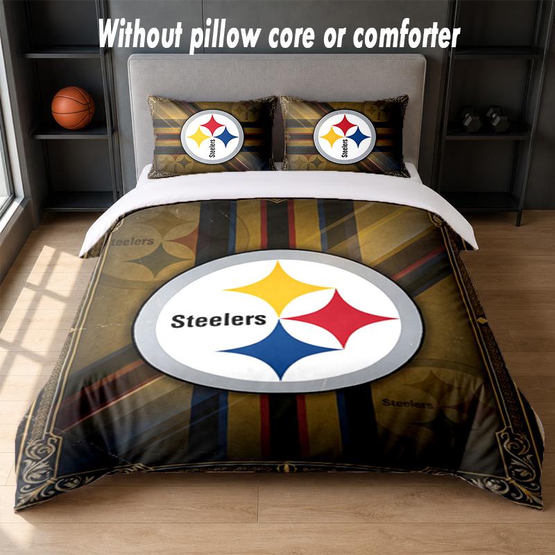 Pittsburgh Steelers Design Bed Bedding Set 1 Duvet Cover + 2 Pillowcases Soft Breathable Household Bed Linens