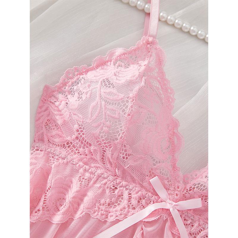 Suspender Suit Summer Ultra-thin Nightgown Lace Thong Sets Women's Sexy Pyjamas Lingerie Hot Night Dress Comfortable Sleepwear