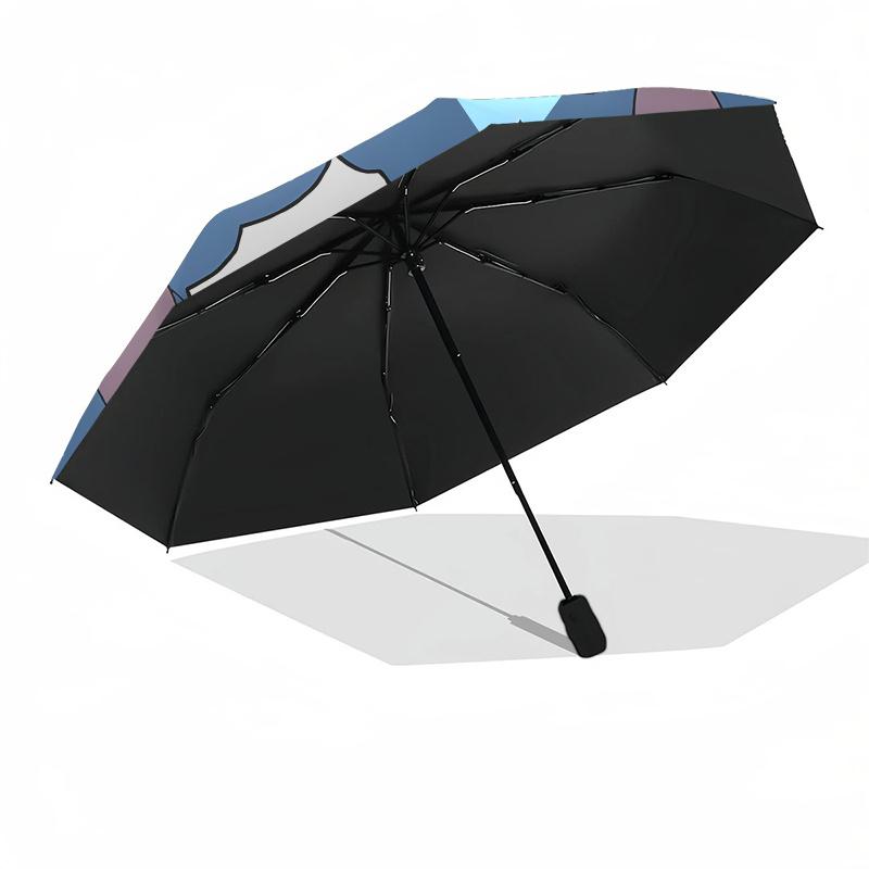 Ombrello Automatico Apri e Chiudi Stitch, Alieno - Ombrello Pieghevole Portatile a 8 Stecche con Manico in Plastica, Adatto per il Tempo Libero e Hallow