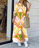 Fashion Long Sleeve Print Women Loose Fit Casual Maxi Dress