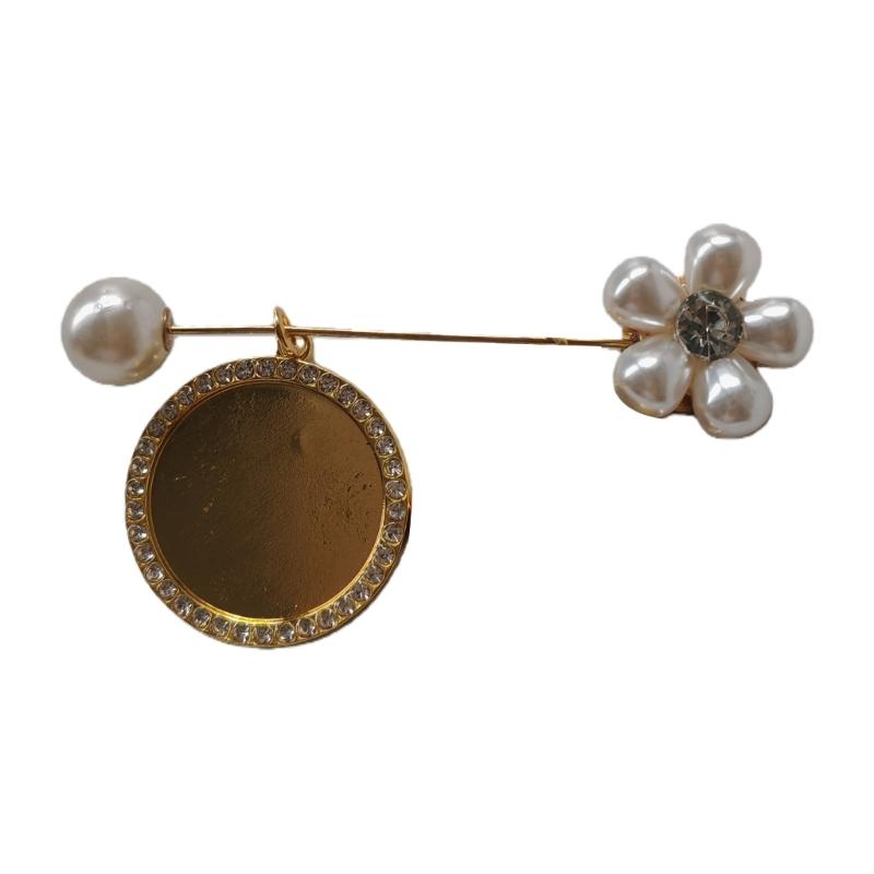 

Elegant Pearls Floral Picture Locket Brooch Sturdy Alloy Jewelry Secure Pin Closure Special Occasion Gift