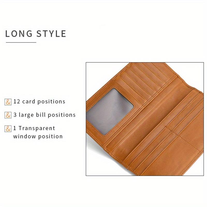 Vintage Herren Geldbörse Echtes Leder Lang Schmal Bifold Geldbörsen Geldbörse Kreditkartenhalter