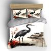 Chinese Ink Style Crane Decor Soft Comfortable Duvet Cover Bedding Set Included 1*Duvet Cover & 2*Pillowcases gift