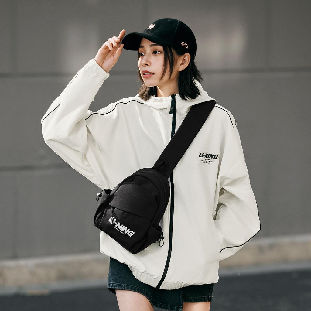 New LiNing Sports Life Collection Polyester One Shoulder Crossbody Bag, Sling Bag Regular Unisex Black ABDU167-2