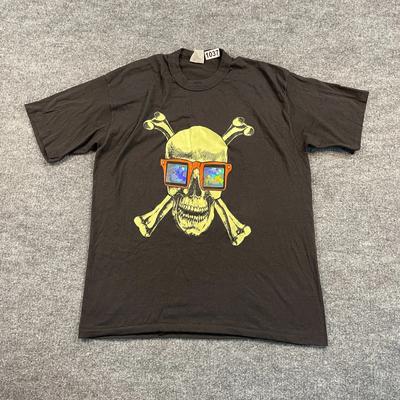 NWOT Vintage 1988 Holographic Skull Skater Skateboard Shirt Large 21x27 Black