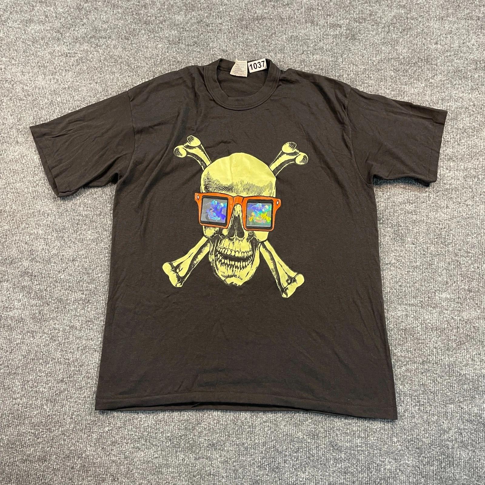 

NWOT Vintage 1988 Holographic Skull Skater Skateboard Shirt Large 21x27 Black S