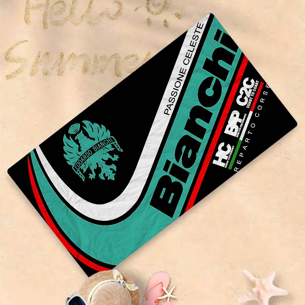 B-bianchi-S Bicycle Logo Microfiber Blanket Quick Drying Beach Towels Oversized Printing Super Absorbent Pool Towel Blanket