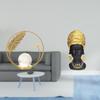 Crystal Ball African Woman Sculpture Metal Figurine Desk Ornament Statue Stand Resin Centerpiece