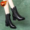 Fashion British Style Black Middle Heel Women's Half High Boots on Offer Sale Gothic Comfortable and Elegant Chic Ladies Mid Calf Shoes