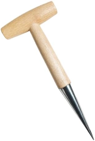 NUSITOU Ergonomic Garden Drill Wooden Handle Manual Soil Auger for Seedlings Garden Plants