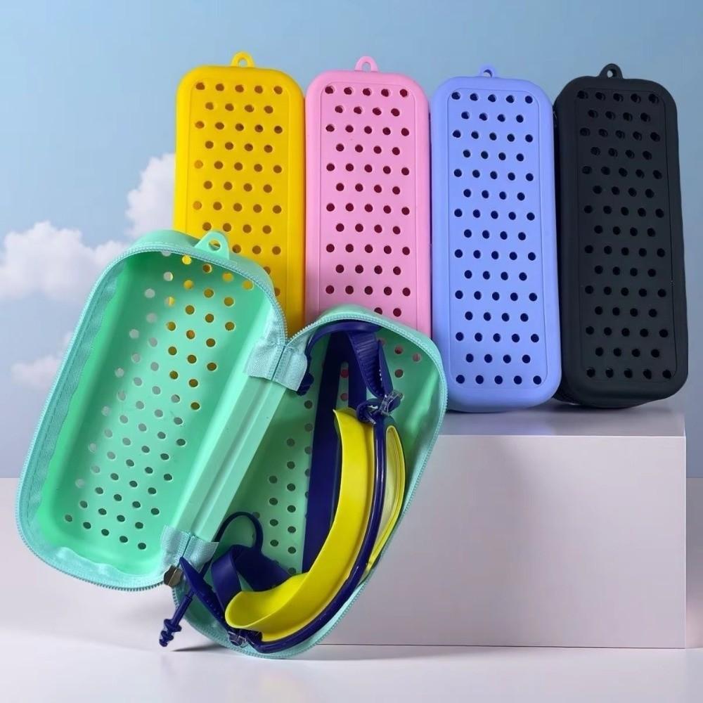 Perforated Swim Goggle Case Silicone Goggle Storage Box Portable Eyeglasses Storage Bag Travel Use