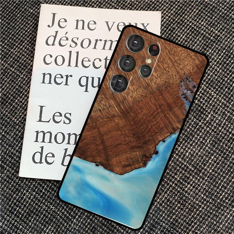 Traveler Protective Wood Resin Case For Samsung Galaxy S24 S25 Ultra S20 S21 S22 S23 Ultra S9 S10 Plus S25 FE Back Cover