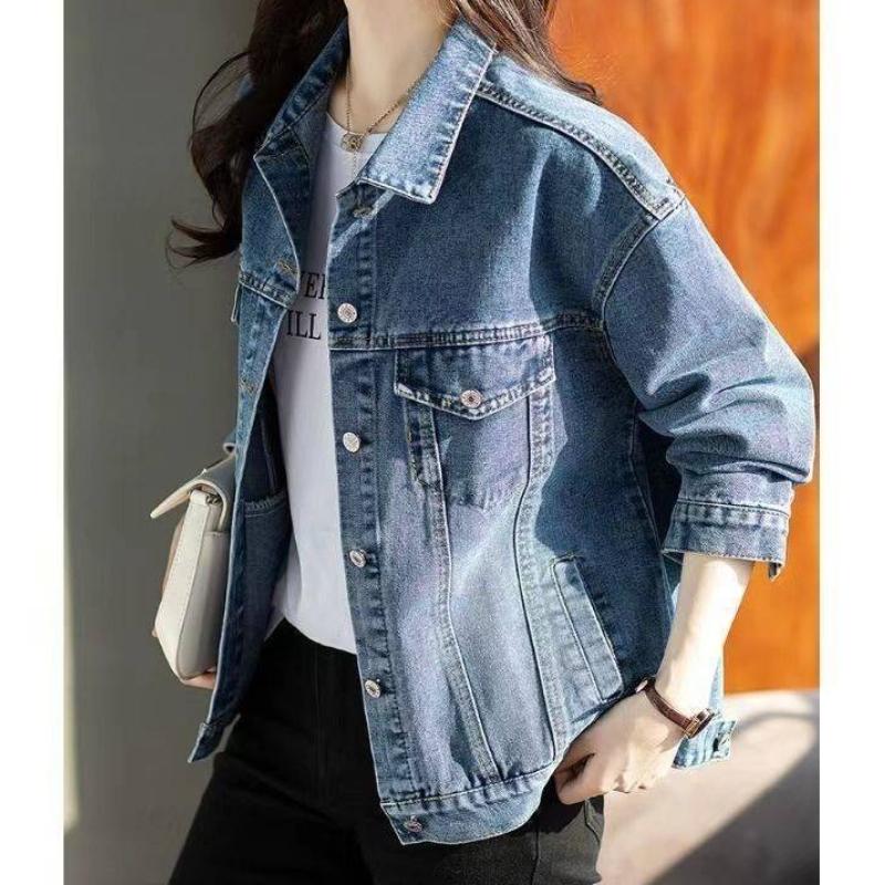 Spring and Autumn Denim Jacket Women's Retro Fashion Casual Versatile Loose Skinny Jacket Small Temperament Top