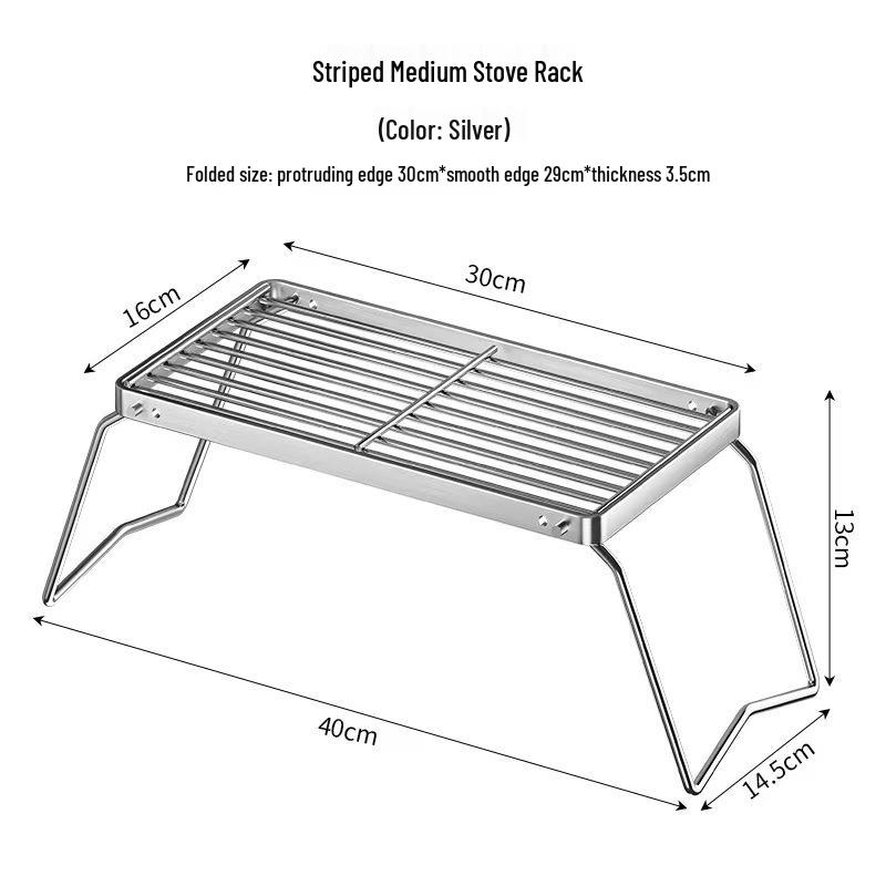Portable Outdoor Camping Grill: Foldable Stove Stand & Barbecue Rack with Mesh Feet
