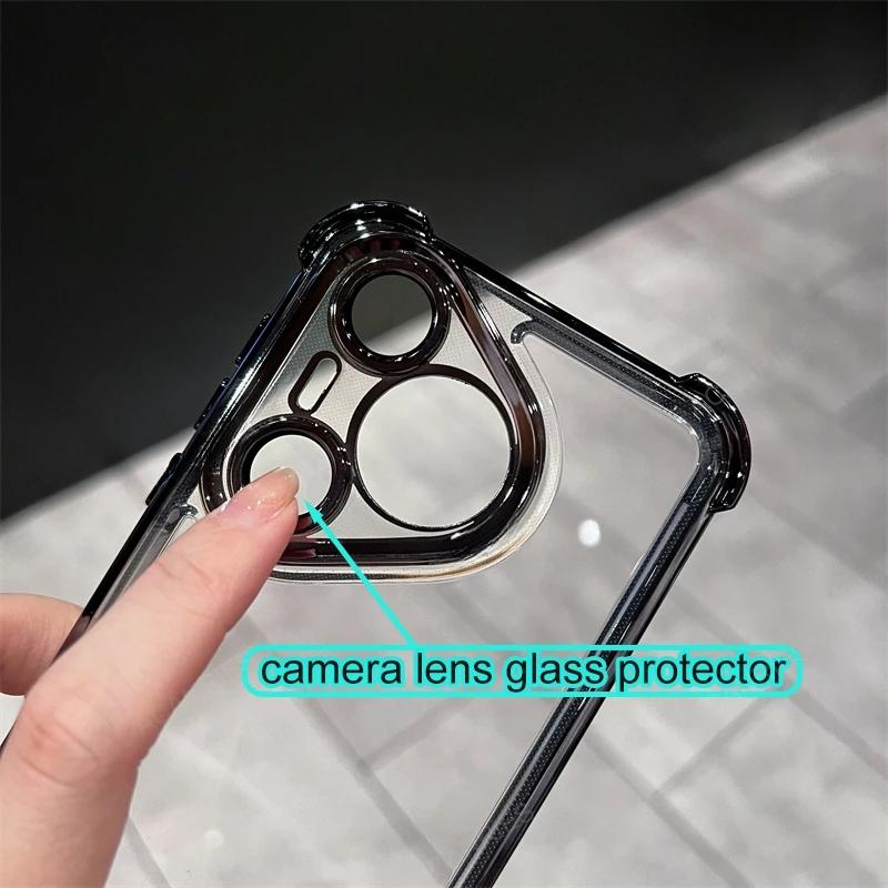 Custodia Morbida in Silicone con Placcatura Ispessita ai Quattro Angoli Per Huawei Pura 70 Pro P60 P50 P40 P30 Mate 30 40 P 50 60 50E 30pro Honor 50 90 200 Magic5 6 Cover
