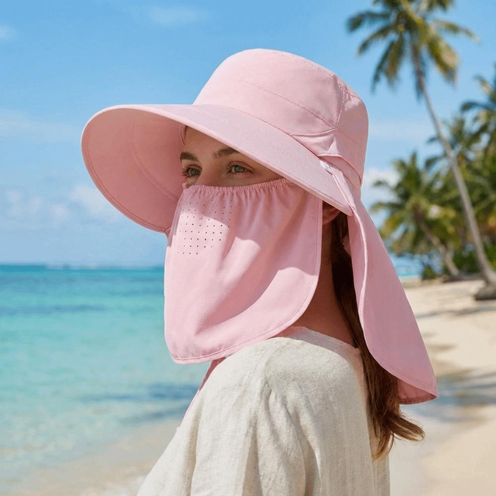 Adjustable Sunshade Shawl Cap Face Cover Picking Tea Hat Sun Hat Shawl Mask Hat  Women