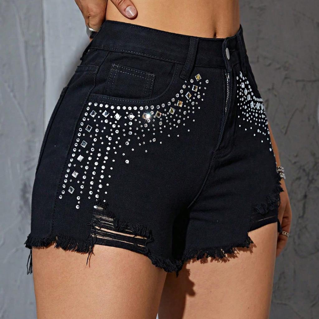 Women's Color Jeans Stretch Slim Fit Distressed Denim Shorts
