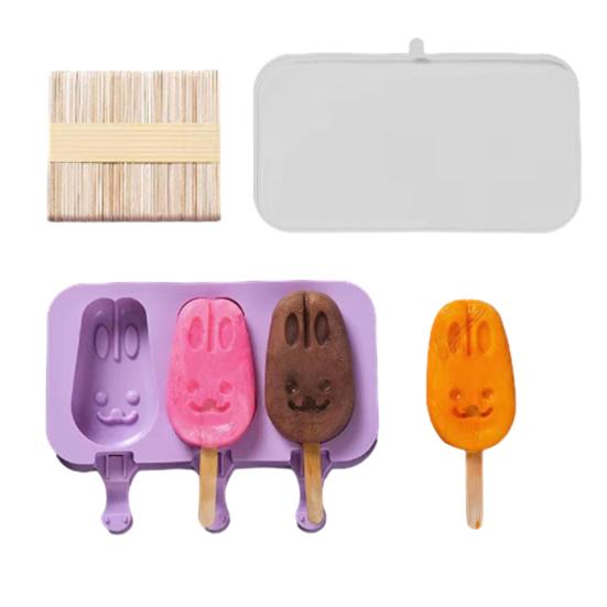 Kids Cartoon Shape Popsicle Molds Food-Grade Silicone Reusable Sticks Non-Stick Design Easy Release Ice Cream Mold